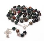 Srebrny różaniec z agatem indyjskim